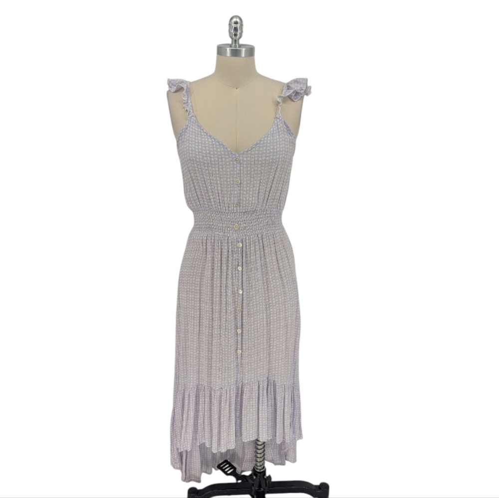 01532 Kiwi Punch Polka Dot High Low Dress Purple size Medium bohemian cottagecor